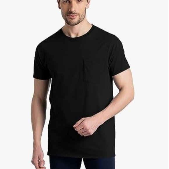 Fruit of the Loom Men's Eversoft Cotton Short Sleeve Pocket T, 6 Pack - Picture 1 of 4